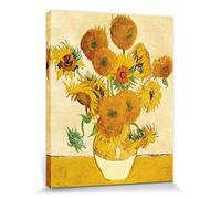1art1 Vincent Van Gogh Poster Impression sur Toile Quatorze Tournesols dans Un Vase, 1888 Affiche Murale XXL Encadrée | Tendue sur Cadre en Bois | Tableau 50x40 cm