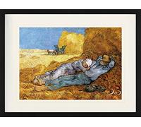 1art1 Vincent Van Gogh Poster La Méridienne Ou La Sieste D'Après Millet, 1889 Affiche Encadrée avec Passe-Partout Élégant | Images Murales | dans Un Cadre Photo 80x60 cm