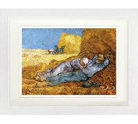 1art1 Vincent Van Gogh Poster La Méridienne Ou La Sieste D'Après Millet, 1889 Affiche Encadrée avec Passe-Partout Élégant | Images Murales | dans Un Cadre Photo 40x30 cm
