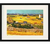 1art1 Vincent Van Gogh Poster La Plaine De La Crau avec La Ruine De Montmajour, 1888 Affiche Encadrée avec Passe-Partout Élégant | Images Murales | dans Un Cadre Photo 80x60 cm