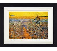 1art1 Vincent Van Gogh Poster Le Semeur Au Soleil Couchant D'Après Millet, 1888 Affiche Encadrée avec Passe-Partout Élégant | Images Murales | dans Un Cadre Photo 40x30 cm