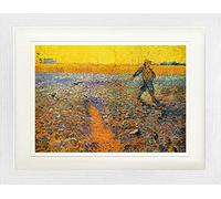 1art1 Vincent Van Gogh Poster Le Semeur Au Soleil Couchant D'Après Millet, 1888 Affiche Encadrée avec Passe-Partout Élégant | Images Murales | dans Un Cadre Photo 40x30 cm