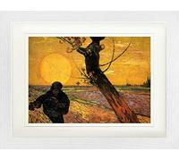 1art1 Vincent Van Gogh Poster Le Semeur Au Soleil Couchant D'Après Millet II, 1888 Affiche Encadrée avec Passe-Partout Élégant | Images Murales | dans Un Cadre Photo 40x30 cm