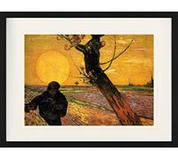 1art1 Vincent Van Gogh Poster Le Semeur Au Soleil Couchant D'Après Millet II, 1888 Affiche Encadrée avec Passe-Partout Élégant | Images Murales | dans Un Cadre Photo 80x60 cm