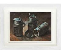 1art1 Vincent Van Gogh Poster Nature Morte avec Cruches À Bière, 1884 Affiche Encadrée avec Passe-Partout Élégant | Images Murales | dans Un Cadre Photo 40x30 cm