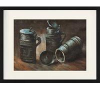 1art1 Vincent Van Gogh Poster Nature Morte avec Cruches À Bière, 1884 Affiche Encadrée avec Passe-Partout Élégant | Images Murales | dans Un Cadre Photo 80x60 cm