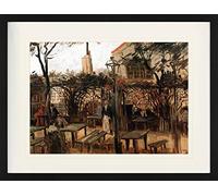 1art1 Vincent Van Gogh Poster Terrasse du Café La Guinguette À Montmartre, 1886 Affiche Encadrée avec Passe-Partout Élégant | Images Murales | dans Un Cadre Photo 80x60 cm