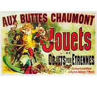 1art1 Vintage Affiche Murale et Cadre (Plastique) - Aux Buttes Chaumont, Jouets Et Objets pour Étrennes, Jules Cheret, 1885 (91 x 61cm)