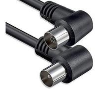 1aTTack.de Câble d'antenne coudé 1,5 mètres 2x fiche coaxiale blindée 90° > prise coaxiale 90° coaxiale noir St-Ku (2x angle) 75db 1,5m