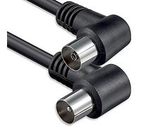 1aTTack.de Câble d'antenne coudé 2,5 mètres 2X fiche coaxiale blindée 90° > Prise coaxiale 90° coaxiale Noir St-Ku (2X Angle) 75db