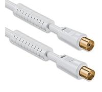 1aTTack Câble coaxial/antenne/Satellite Connecteur F Coaxial mâle vers coaxial Femelle 7,5 m - Câble coaxial mâle/Femelle - Blanc/connecteurs plaqués Or - Modèle avec ferrite - 85 DB
