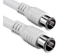 1aTTack Câble de Connexion Sat Câble d'antenne Fiche Quick F vers Fiche Quick F Double Blindage (Blindage en Feuille d'aluminium + Tresse) 100 DB 3,75 mètres Blanc