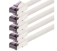 1aTTack.de - 0,15 m - Câble réseau CAT6a Superflex Ethernet Gigabit LAN RJ45 CAT6 A câble patch 10000 Mbit s SFTP PIMF 500 MHz compatible avec CAT6 CAT5 - blanc - 5 pièces