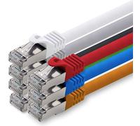 1aTTack.de 0,25 m - 7 couleurs - 7 pièces Câble réseau CAT.7 Câble patch SFTP PIMF LSZH Câble Lan Gigabit 10Gb s Câble brut cat7 avec connecteur RJ45 Cat6a compatible avec CAT5 CAT6 cat7 cat8