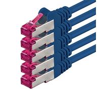 1aTTack.de 0,25 m - bleu - 5 pièces - câble réseau CAT6a (10Gb/s) S-FTP CAT 6a Lankacable - certifié GHMT PIMF 500 MHz Cat5 Cat5e Cat6 Cat6a Cat7 pour switch, routeur, modem, Internet