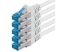 1aTTack.de 0,25 m - CAT6a Cat6 Cat 6 - Câble réseau 10 Gb/s blanc - 5 pièces 10 Gb/s SFTP PIMF