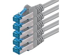 1aTTack.de 0,25 m - CAT6a Cat6 Cat 6 - Câble réseau 10 Gb/s gris - 5 pièces 10 Gb/s SFTP PIMF