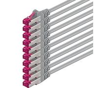 1aTTack.de 0,25 m - gris - 10 pièces - câble réseau CAT6a (10Gb/s) S-FTP CAT 6a Lanka câble - certifié GHMT PIMF 500 MHz Cat5 Cat5e Cat6 Cat6a Cat7 pour switch, routeur, modem, Internet
