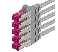 1aTTack.de 0,25 m - gris - 5 pièces - câble réseau CAT6a (10Gb/s) S-FTP CAT 6a Lankacable - certifié GHMT PIMF 500 MHz Cat5 Cat5e Cat6 Cat6a Cat7 pour switch, routeur, modem, Internet