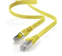 1aTTack.de 0,25 m - jaune - 1 pièce Câble plat CAT.7 Gigabit Ethernet LAN (RJ45) câble réseau câble brut (10Gbit/s) câble d'installation plat mince compatible avec Cat.5 - Cat.5e - Cat.6
