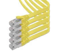 1aTTack.de 0,25 m - jaune - 5 pièces Câble plat CAT.7 Gigabit Ethernet LAN (RJ45) câble réseau câble brut (10Gbit/s) câble d'installation plat mince compatible avec Cat.5 - Cat.5e - Cat.6