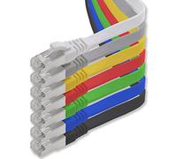 1aTTack.de 0,5 m - 7 couleurs - 7 pièces Câble ruban LAN Gigabit Ethernet CAT.7 (RJ45) câble réseau câble brut (10 Gbit/s) câble d'installation plat mince compatible avec Cat.5 - Cat.5e - Cat.6