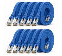 1aTTack.de 0,5 m - bleu - 10 pièces Câble plat CAT.7 Gigabit Ethernet LAN (RJ45) câble réseau câble brut (10 Gbit/s) câble d'installation plat mince compatible avec Cat.5 - Cat.5e - Cat.6
