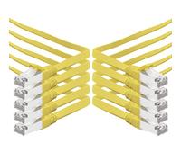 1aTTack.de 0,5 m - jaune - 10 pièces Câble plat CAT.7 Gigabit Ethernet LAN (RJ45) câble réseau câble brut (10Gbit/s) câble d'installation plat mince compatible avec Cat.5 - Cat.5e - Cat.6