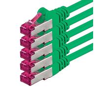 1aTTack.de 0,5 m - vert - 5 pièces - câble réseau CAT6a (10Gb/s) S-FTP CAT 6a Lankacable - certifié GHMT PIMF 500 MHz Cat5 Cat5e Cat6 Cat6a Cat7 pour switch, routeur, modem, Internet