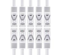 1aTTack.de 0,5m - blanc - 10 pièces câble réseau CAT.7 câble patch Sftp (câble brut) (SET) 10000Mbit/s - 500 MHz assemblé avec 2 fiches RJ45 Cat6a