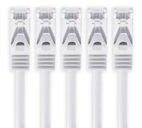 1aTTack.de 0,5m - blanc - 5 pièces câble réseau CAT.7 câble patch Sftp (câble brut) (SET) 10000Mbit/s - 500 MHz assemblé avec 2 fiches RJ45 Cat6a