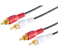 1aTTack.de 1 câble RCA de 2,5 m - 2 fiches RCA vers 2 fiches RCA - Câble audio stéréo - Contacts plaqués or - Connecteurs moulés - Parfait pour amplificateur TV HiFi