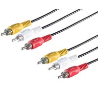 1aTTack.de 1 câble RCA de 2,5 m - 3 fiches RCA vers 3 fiches RCA - Câble de connexion audio vidéo moulé - Code couleur - Pour TV, DVD, projecteur, console et récepteur