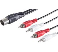 1aTTack.de 1 fiche DIN 5 broches vers 4 fiches RCA de 1,5 m - Câble adaptateur audio de qualité supérieure - Connecteurs moulés - Contacts nickelés - Parfait pour les installations de musique HiFi