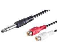 1aTTack.de 1 x 0,2 m - Fiche jack noire 6,3 mm vers 2 x RCA femelles - Câble audio moulé - Contacts nickelés - Idéal pour les systèmes Hi-Fi et les applications audio