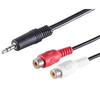1aTTack.de 1 x 0,2 m - Noir - Fiche jack 3,5 mm vers 2 x RCA femelle - Design robuste - Connecteurs moulés - Parfait pour les haut-parleurs HiFi