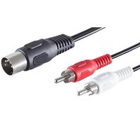 1aTTack.de 1 x 1,5 m - Fiche DIN 5 broches vers 2 fiches RCA - Câble adaptateur audio de qualité supérieure - Connecteurs moulés - Contacts nickelés - Parfait pour les installations de musique HiFi