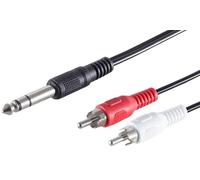 1aTTack.de 1 x 1,5 m - Fiche jack noire 6,3 mm vers 2 fiches RCA - Câble audio moulé - Contacts nickelés - Idéal pour les systèmes Hi-Fi, TV et chaînes de musique