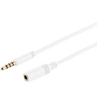 1aTTack.de 1 x 2 m - Rallonge audio blanche 3,5 mm TRRS Slim contacts plaqués or - Parfait pour les connexions AUX et les casques