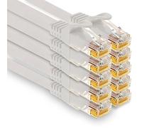 1aTTack.de - 10 x 0,25 m câble réseau Cat7, Ethernet Cat.7, câble de raccordement Lan et Cat 7 pour une vitesse Internet maximale et connecte tous les appareils avec prise RJ 45 blanc