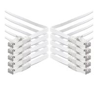 1aTTack.de 10m - blanc - 10 pièces Câble plat CAT.7 Gigabit Ethernet LAN (RJ45) câble réseau câble brut (10Gbit/s) câble d'installation plat mince compatible avec Cat.5 - Cat.5e - Cat.6