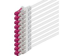 1aTTack.de 10m - blanc - 10 pièces - câble réseau CAT6a (10Gb/s) S-FTP CAT 6a Lankacable - certifié GHMT PIMF 500 MHz Cat5 Cat5e Cat6 Cat6a Cat7 pour switch, routeur, modem, Internet
