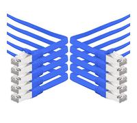 1aTTack.de 10m - bleu - 10 pièces CAT.7 Gigabit Ethernet LAN ruban câble (RJ45) câble réseau câble brut (10Gbit/s) câble d'installation plat mince compatible avec Cat.5 - Cat.5e - Cat.6