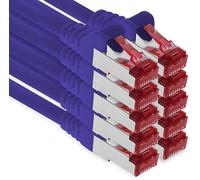 1aTTack.de - 10x 0,25 m câble de raccordement CAT6 S/FTP PIMF blindage CAT.6 câble réseau RJ45 câble Ethernet DSL LAN routeur commutateur modem panneau de brassage - violet - 10 pièces