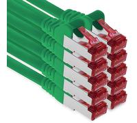 1aTTack.de - 10x 0,25 m câble de raccordement CAT6 S/FTP PIMF blindage CAT.6 câble réseau RJ45 câble Ethernet DSL LAN routeur commutateur modem panneau de brassage - vert - 10 pièces