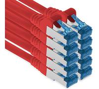 1aTTack.de 10x 0,25m CAT6 Ethernet Câble réseau LAN RJ45 - rouge | 1m 2m 3m 5m 10m, RJ45 haut débit, câble Ethernet blindé pour gaming, modem, routeur, PC