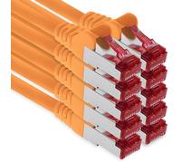 1aTTack.de - 10x 0,5 m câble patch CAT6 S/FTP blindage PIMF câble réseau CAT.6 RJ45 câble Ethernet routeur LAN DSL commutateur modem panneau de brassage - orange - 10 pièces