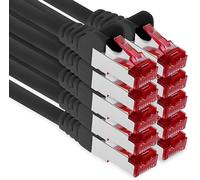 1aTTack.de - 10x 0,5 m câble patch CAT6 S/FTP blindage PIMF câble réseau CAT.6 RJ45 câble Ethernet routeur DSL LAN commutateur modem panneau de brassage - noir - 10 pièces