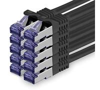1aTTack.de 10x 0,5 M câble réseau CAT7-10 Gigabit - Câble patch RJ45 Câble Ethernet (SFTP PIMF LSZH CU) - pour DSL LAN Switch Modem Routeur Patch Panel CAT7 CAT6 CAT5 - noir