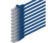1aTTack.de 10x 0,5m Câble Réseau Cat6 Cat 6 - RJ45 Ethernet LAN DSL Routeur Modem - Bleu